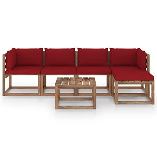 FIRBNUS Garten-Lounge-Set aus Holz Outdoor-Sofa mit Weinrot Dicken Polsterung Modulsofa 6 STK. Gartenmöbel Witterungsbeständig und Umweltfreundlich FIRBNUS Garten-Lounge-Set aus Holz Outdoor-Sofa mit Weinrot Dicken Polsterung Modulsofa 6 STK. Gartenmöbel Witterungsbeständig und Umweltfreundlich von FIRBNUS