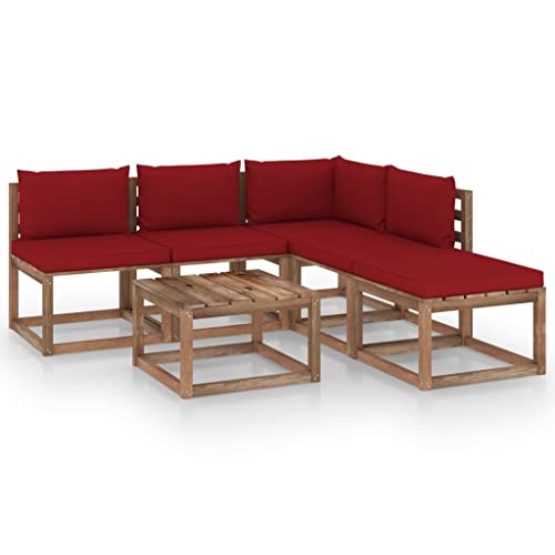 FIRBNUS Garten-Lounge-Set aus Holz Outdoor-Sofa mit Weinrot Dicken Polsterung Modulsofa Gartenmöbel 6 STK. Witterungsbeständig und Umweltfreundlich FIRBNUS Garten-Lounge-Set aus Holz Outdoor-Sofa mit Weinrot Dicken Polsterung Modulsofa Gartenmöbel 6 STK. Witterungsbeständig und Umweltfreundlich von FIRBNUS