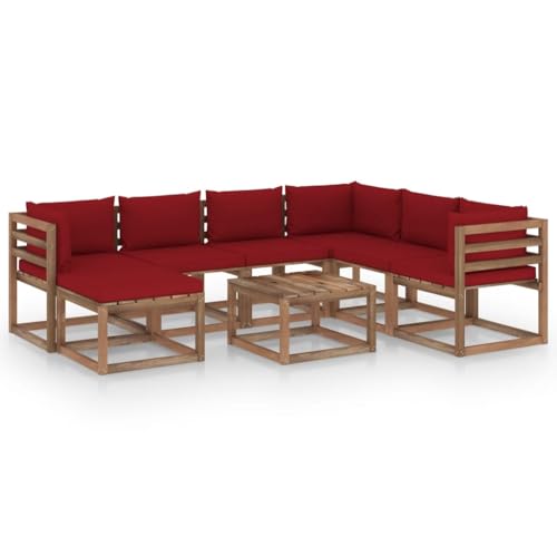 FIRBNUS Garten-Lounge-Set aus Holz Outdoor-Sofa mit Weinrot Dicken Polsterung Modulsofa Gartenmöbel 8 STK. Witterungsbeständig und Umweltfreundlich FIRBNUS Garten-Lounge-Set aus Holz Outdoor-Sofa mit Weinrot Dicken Polsterung Modulsofa Gartenmöbel 8 STK. Witterungsbeständig und Umweltfreundlich von FIRBNUS