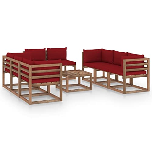 FIRBNUS Garten-Lounge-Set aus Holz Outdoor-Sofa mit Weinrot Dicken Polsterung Modulsofa Gartenmöbel 9 STK. Witterungsbeständig und Umweltfreundlich FIRBNUS Garten-Lounge-Set aus Holz Outdoor-Sofa mit Weinrot Dicken Polsterung Modulsofa Gartenmöbel 9 STK. Witterungsbeständig und Umweltfreundlich von FIRBNUS