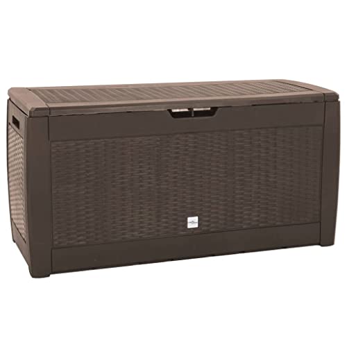FIRBNUS Gartenboxen 119x48x60 cm Storage Boxes Gartentruhe Garten Aufbewahrungsbox 310 L Auflagenbox Kissenbox Box mit Deckel Abschließbare Box Mülltonnenbox Polypropylen Braun von FIRBNUS