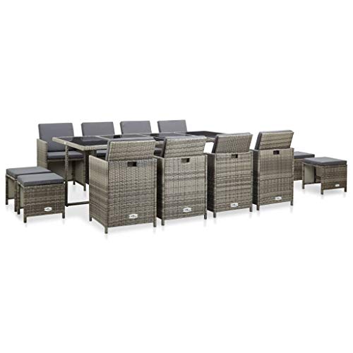 FIRBNUS Garteness-Set 225x109x74 cm Gartentisch Tisch mit Stühlen Set Garten Outdoor Gartenmöbel Esstisch mit Stühlen Tisch & 8 Stühle & 4 Hocker von FIRBNUS