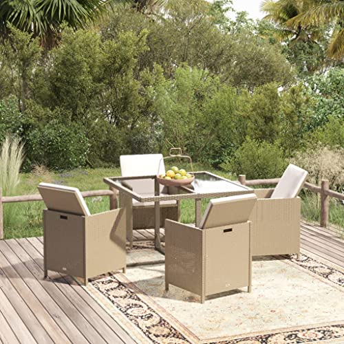 FIRBNUS Garteness-Set Tisch & 4 Stühle Gartentisch Mit Stühlen Esstisch Set Garten Outdoor Tisch Mit Stühlen Gartenmöbel 109x107x74cm von FIRBNUS