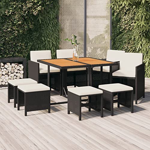 FIRBNUS Garteness-Set Tisch & 4 Stühle & 4 Hocker Gartentisch Mit Stühlen Esstisch Gartenstühle Stühle Esstisch Outdoor Tisch Mit Stühlen 109x107x74cm von FIRBNUS