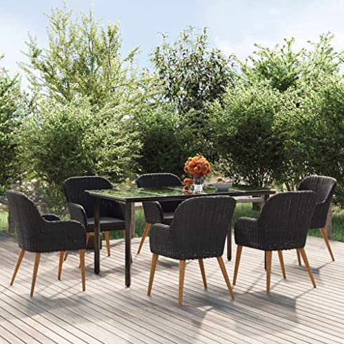 FIRBNUS Garteness-Set Tisch & 6 Stühle Gartentisch Mit Stühlen Gartengarnitur Outdoor Gartenmöbel Tisch Und Stühle Gartenset Esstisch 160x80x74cm von FIRBNUS