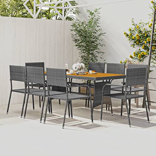 FIRBNUS Garteness-Set Tisch & 8 Stühle Grau Gartenmöbel Tisch für den Außenbereich mit Stühlen Esstisch Gartentisch Gartenstühle Gartengarnitur Outdoor 160x70x72cm von FIRBNUS