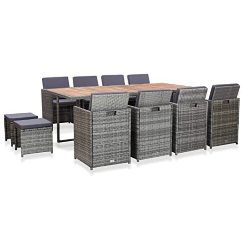 FIRBNUS Gartenmöbel-Set 225x109x74 cm Outdoor-Möbel Tisch Und Stühle Gartenmöbel Esstisch Mit Stühlen Gartensessel Tisch & 8 Stühle & 4 Hocker von FIRBNUS