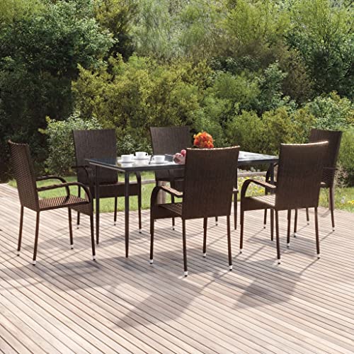 FIRBNUS Gartenmöbel-Set Tisch & 6 Stühle Outdoor-Möbel Gartentisch Und Stühle Gartentisch Mit Stühlen Gartensessel Tisch Mit Stühlen 160x80x74cm von FIRBNUS