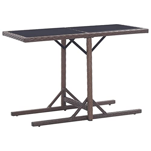 FIRBNUS Gartentisch Braun 110 x 53 x 72 cm aus Glas und Polyrattan Balkontisch Gartentisch Gartentisch Tischplatte aus massivem und sicherem Glas FIRBNUS Gartentisch Braun 110 x 53 x 72 cm aus Glas und Polyrattan Balkontisch Gartentisch Gartentisch Tischplatte aus massivem und sicherem Glas von FIRBNUS