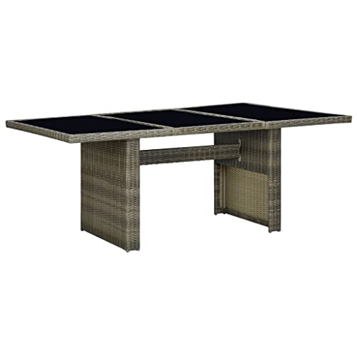 FIRBNUS Gartentisch Polyrattan und gehärtetes Glas Tisch Glas Couchtisch Esstisch Esstisch Tisch Rattan Outdoor Gartentisch Rattan Quadratischer Tisch Braun von FIRBNUS