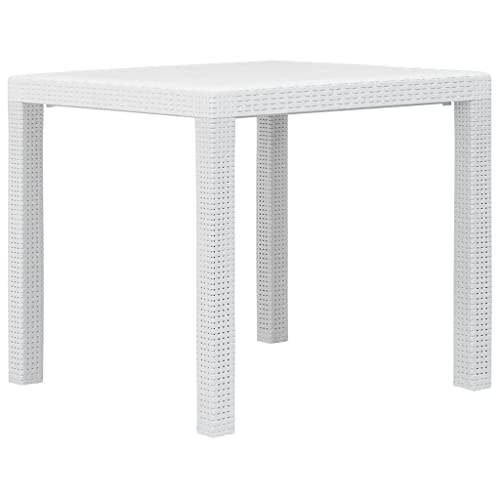 FIRBNUS Gartentisch weiß 79 x 79 x 72 cm aus Kunststoff Rattan-Stil Gartentisch Kunststoff Balkontisch Gartentisch Gartentisch Terrassentisch Rattantisch ideal für Garten Terrasse von FIRBNUS