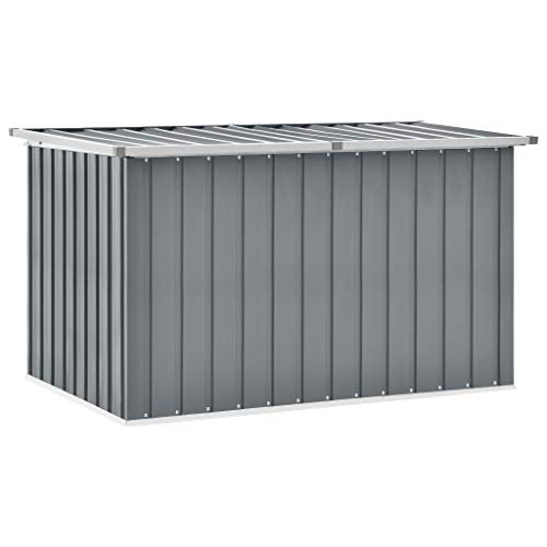 FIRBNUS Gartentruhe Gartenbox 149x99x93 cm mit Klappdeckel Garten Aufbewahrungsbox Auflagenbox Kissenbox Box mit Deckel Gartenboxen Gartenschrank Storage Boxes Grau Verzinkter Stahl von FIRBNUS