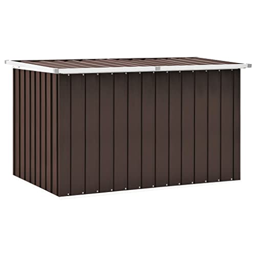 FIRBNUS Gartentruhe Gartenbox 149x99x93 cm mit Klappdeckel Garten Aufbewahrungsbox Auflagenbox Kissenbox Box mit Deckel Gartenboxen Storage Boxes Gartenschrank Verzinkter Stahl Braun von FIRBNUS