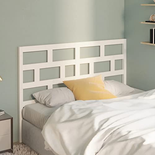 FIRBNUS Kopfteil für Bett, weiß, 126 x 4 x 100 cm, Kopfteil für Bett, Rückenlehne, Bett, Kopfteil aus Holz, Kopfteil für Doppelbett, Mueble Habitacion Muebles, Schlafsaal aus massivem Kiefernholz von FIRBNUS