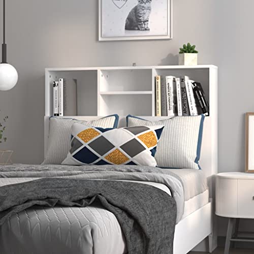 FIRBNUS Kopfteil mit Ablagen Weiß 100x19x103,5 cm Holzwerkstoff Bücherregal-Design Modernes Regal Zusätzlicher Stauraum für Bücher Zeitschriften FIRBNUS Kopfteil mit Ablagen Weiß 100x19x103,5 cm Holzwerkstoff Bücherregal-Design Modernes Regal Zusätzlicher Stauraum für Bücher Zeitschriften von FIRBNUS