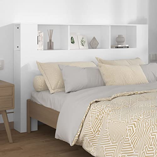 FIRBNUS Kopfteil mit Ablagen Weiß 160x18,5x104,5 cm Kopfteil-Regal Feuchtigkeitsbeständigkeit Holzwerkstoff Bücherregal-Kopfteil Modernes Möbel für Schlafzimmer Aufbewahrung Büchern FIRBNUS Kopfteil mit Ablagen Weiß 160x18,5x104,5 cm Kopfteil-Regal Feuchtigkeitsbeständigkeit Holzwerkstoff Bücherregal-Kopfteil Modernes Möbel für Schlafzimmer Aufbewahrung Büchern von FIRBNUS