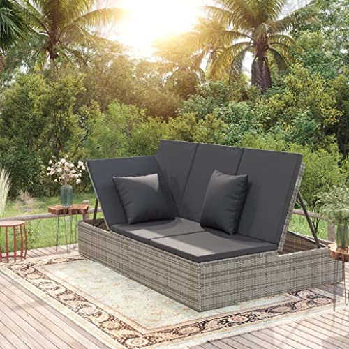FIRBNUS Liegestuhl mit Kissen aus Polyrattan, dunkelgrau, verstellbar, Sonnenliege für Garten, Wohnzimmer, Außenbereich, Gartenliege, Sofa, Garten, Gartenstühle FIRBNUS Liegestuhl mit Kissen aus Polyrattan, dunkelgrau, verstellbar, Sonnenliege für Garten, Wohnzimmer, Außenbereich, Gartenliege, Sofa, Garten, Gartenstühle von FIRBNUS