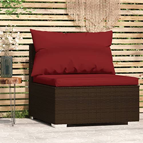 FIRBNUS Mittelsofa für den Garten mit Zimtrot, Kissen 70 x 70 x 60,5 cm, Gartenstuhl, Outdoor-Sofa, Gartenmöbel, für den Außenbereich, aus PE-Rattan von FIRBNUS