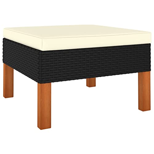 FIRBNUS Modulare Fußstütze mit cremefarbenen Kissen und Beinen aus Holz, Gartenmöbel, für den Außenbereich, für Terrasse, Sofa für den Außenbereich aus Polyrattan und Eukalyptus-Massivholz von FIRBNUS
