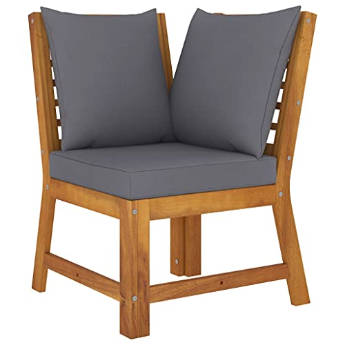 FIRBNUS Modulares Ecksofa Gartensofas Outdoor-Möbel mit grauen Kissen im Latten-Design für den Außenbereich, strapazierfähig, atmosphärisch, Gartenset aus massivem Akazienholz von FIRBNUS
