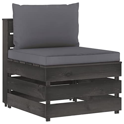 FIRBNUS Modulares Mittelsofa mit anthrazitfarbenen Kissen, 60 x 70 x 66 cm, Design auf Paletten, Gartensofas, Gartenstühle, Stühle für den Außenbereich, aus imprägniertem Holz von FIRBNUS