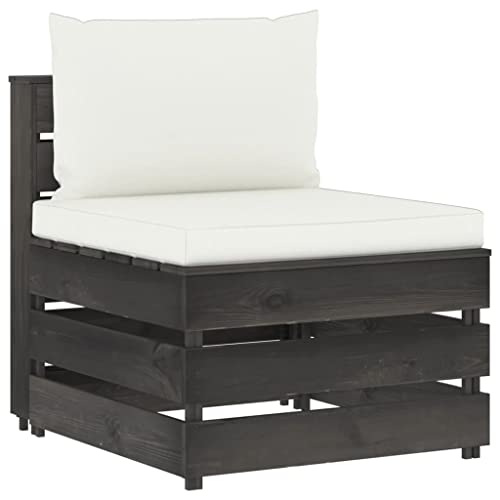 FIRBNUS Modulares Mittelsofa mit cremefarbenen Kissen, 60 x 70 x 66 cm, Design auf Paletten, Gartensofas, Gartenstühle, Stühle für den Außenbereich, aus imprägniertem Holz FIRBNUS Modulares Mittelsofa mit cremefarbenen Kissen, 60 x 70 x 66 cm, Design auf Paletten, Gartensofas, Gartenstühle, Stühle für den Außenbereich, aus imprägniertem Holz von FIRBNUS