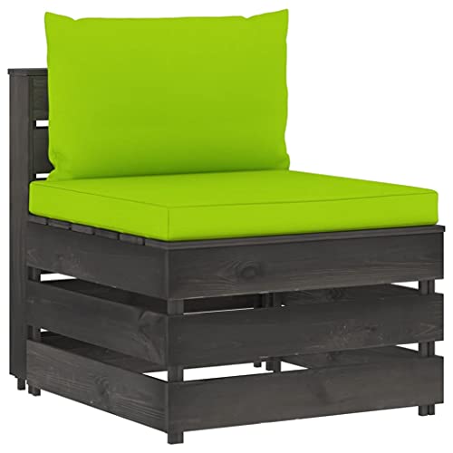 FIRBNUS Modulares Mittelsofa mit hellgrünem Kissen, 60 x 70 x 66 cm, Design auf Paletten, Gartensofas, Gartenstühle, Stühle für den Außenbereich, imprägniertes Holz von FIRBNUS