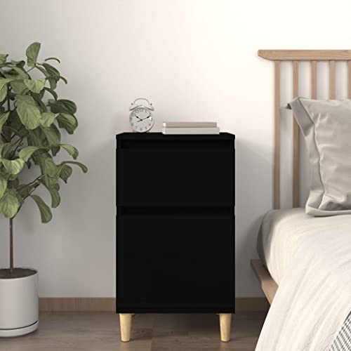 FIRBNUS Nachtschrank aus Holzwerkstoff Aufbewahrungsmöbel Trendige Seitenschrank Inneneinrichtung Klassisches Design Schwarz 40x35x70 cm von FIRBNUS