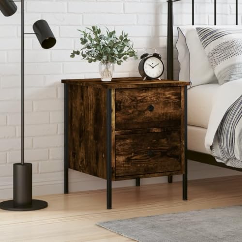 FIRBNUS Nachtschrank aus Holzwerkstoff Aufbewahrungsmöbel Trendige Seitenschrank Klassisches Design Inneneinrichtung Räuchereiche 40x42x50 cm von FIRBNUS