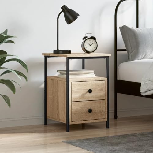 FIRBNUS Nachtschrank aus Holzwerkstoff Aufbewahrungsmöbel Trendige Seitenschrank Klassisches Design Inneneinrichtung Sonoma-Eiche 34x35,5x50 cm von FIRBNUS