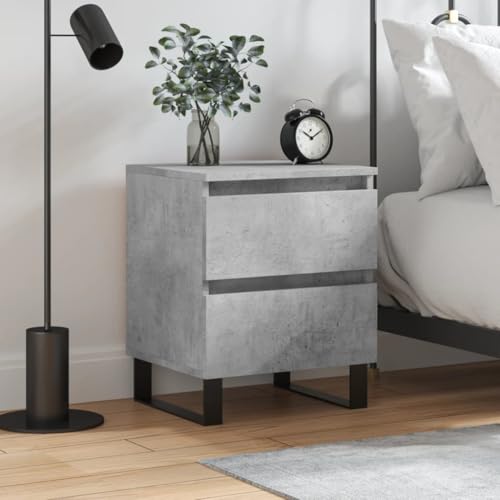 FIRBNUS Nachtschrank aus Holzwerkstoff Seitenschrank Aufbewahrungsmöbel Inneneinrichtung Klassisches Design Betongrau 40x35x50 cm von FIRBNUS