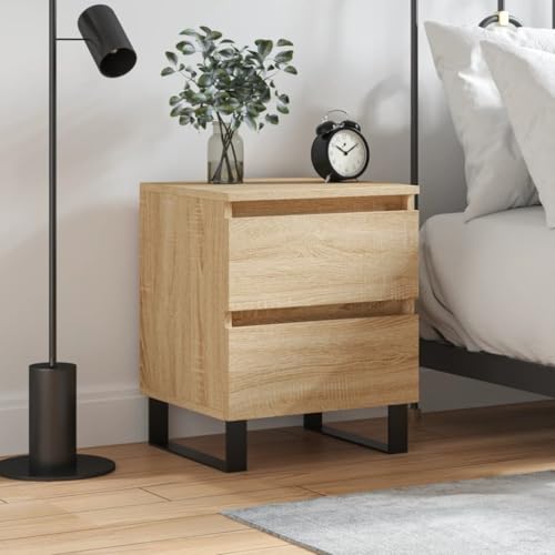 FIRBNUS Nachtschrank aus Holzwerkstoff Seitenschrank Aufbewahrungsmöbel Inneneinrichtung Klassisches Design Sonoma-Eiche 40x35x50 cm von FIRBNUS