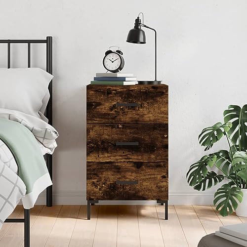FIRBNUS Nachtschrank aus Holzwerkstoff Trendige Aufbewahrungsmöbel Seitenschrank Klassisches Design Inneneinrichtung Räuchereiche 40x40x66 cm von FIRBNUS