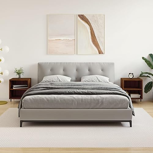 FIRBNUS Nachtschrank aus Holzwerkstoff Trendige Seitenschrank 2 STK. Inneneinrichtung Aufbewahrungsmöbel Klassisches Design Braun Eichen-Optik 40x30x50 cm von FIRBNUS