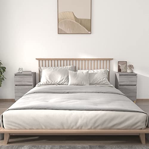 FIRBNUS Nachtschrank aus Holzwerkstoff Trendige Seitenschrank 2 STK. Inneneinrichtung Aufbewahrungsmöbel Klassisches Design Grau Sonoma 40x35x70 cm von FIRBNUS