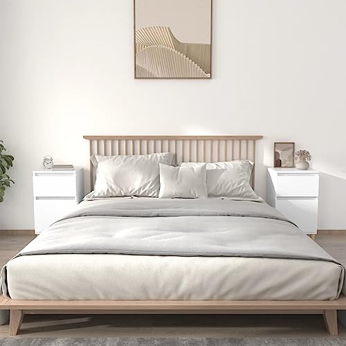 FIRBNUS Nachtschrank aus Holzwerkstoff Trendige Seitenschrank 2 STK. Inneneinrichtung Aufbewahrungsmöbel Klassisches Design Weiß 40x35x70 cm von FIRBNUS