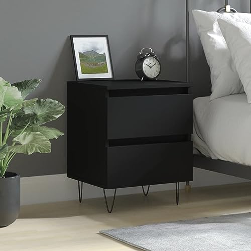 FIRBNUS Nachtschrank aus Holzwerkstoff Trendige Seitenschrank Aufbewahrungsmöbel Inneneinrichtung Klassisches Design Schwarz 40x35x50 cm von FIRBNUS