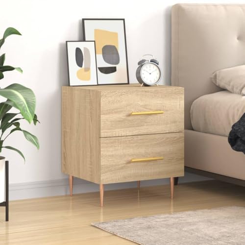 FIRBNUS Nachtschrank aus Holzwerkstoff Trendige Seitenschrank Aufbewahrungsmöbel Klassisches Design Inneneinrichtung Sonoma-Eiche 44x40x47,5 cm von FIRBNUS