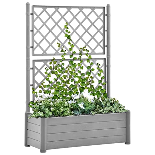 FIRBNUS Pflanzgefäß für den Garten mit integriertem Rankgitter 100 x 43 x 142 cm mit Drainageboden für den Garten grau Balkontöpfe für den Innen- und Außenbereich beständig von FIRBNUS