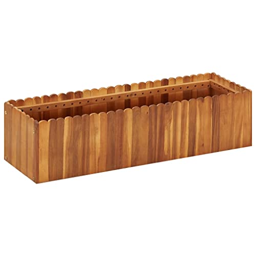 FIRBNUS Pflanzkübel 100x30x25 cm Massivholz Akazie Holz-Garten-Hochbeet Rustikalen Design Blumen- oder Kräuterbeet Mit Lattendesign Blumentopf ist Einfach zu Montieren Gartenpflanzgefäße von FIRBNUS