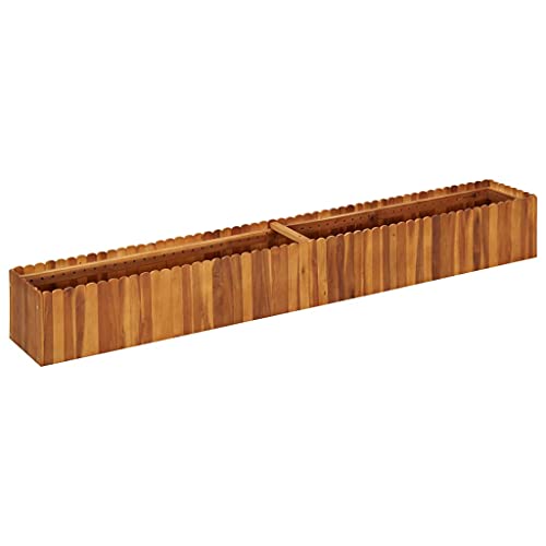 FIRBNUS Pflanzkübel 200x30x25 cm Massivholz Akazie Holz-Garten-Hochbeet Rustikalen Design Blumen- oder Kräuterbeet Mit Lattendesign Blumentopf ist Einfach zu Montieren Gartenpflanzgefäße von FIRBNUS