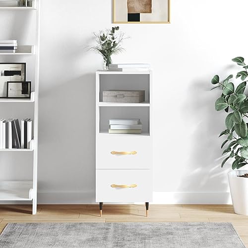 FIRBNUS Platzsparendes Sideboard, 34,5 x 34 x 90 cm, Buffet-Möbel, Sideboard, Wohnzimmer, Anrichte, moderne Küche, Küchenmöbel, weiß von FIRBNUS