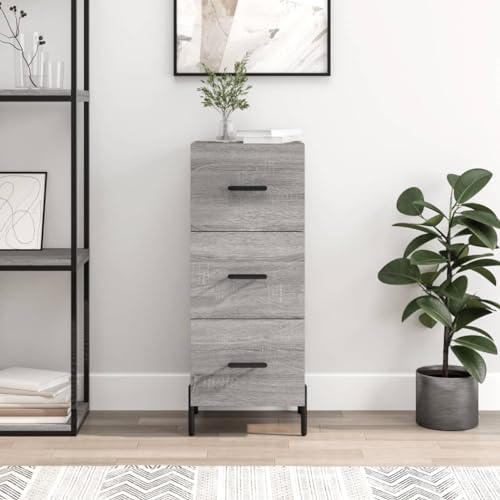 FIRBNUS Platzsparendes Sideboard, 34,5 x 34 x 90 cm, Buffet-Möbel, Sideboard, Wohnzimmer, Sideboard, moderne Küche, Anrichte mit Türen, Sonoma-Grau von FIRBNUS