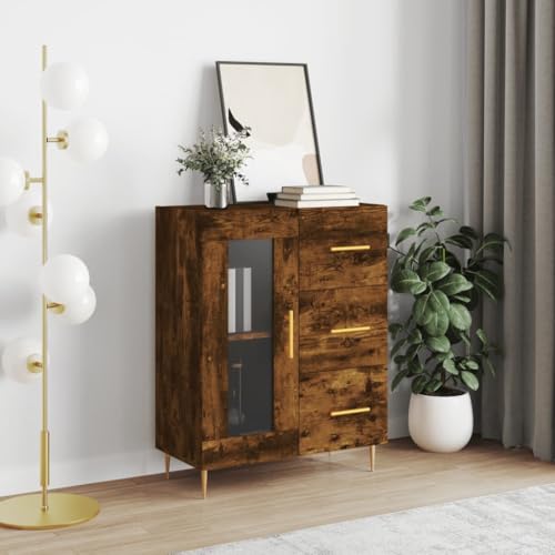 FIRBNUS Platzsparendes Sideboard, 69,5 x 34 x 90 cm, Anrichte für Wohnzimmer, Eingang, Anrichte für moderne Küche, Schrank, Flur, schmale Eiche, Rauch FIRBNUS Platzsparendes Sideboard, 69,5 x 34 x 90 cm, Anrichte für Wohnzimmer, Eingang, Anrichte für moderne Küche, Schrank, Flur, schmale Eiche, Rauch von FIRBNUS