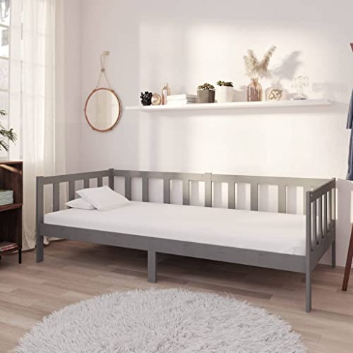 FIRBNUS Schlafsofa mit Matratze, 90 x 200 cm, grau, Kiefernholz, Einzelbett mit Matratze, Einzelbett von FIRBNUS