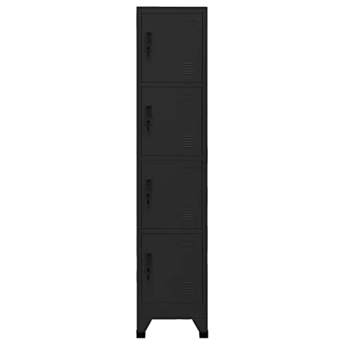 FIRBNUS Schließschrank Schwarz 38 x 45 x 180 cm aus Stahl Möbel Wohnzimmer Umkleidekabine Büroschrank Metallschrank Vorratsschrank mit Schlüssel Vitrine Wohnzimmer von FIRBNUS