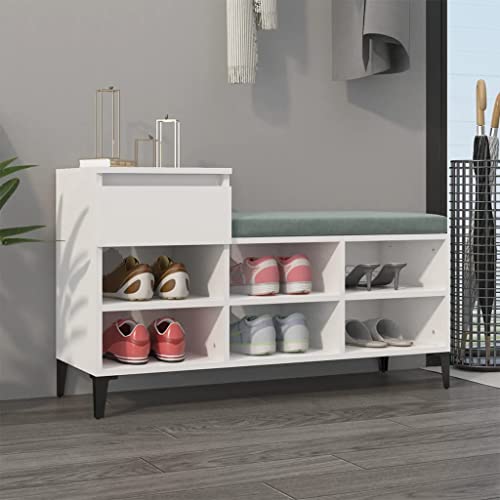 FIRBNUS Schuhregal Hochglanz-Weiß 102x36x60 cm Holzwerkstoff Schuhorganizer Schuhaufbewahrung Stauraum Schrank Schuhschrank Holz Shoe Rack Holzschrank für Eingang Flur Praktische & Elegante Design von FIRBNUS