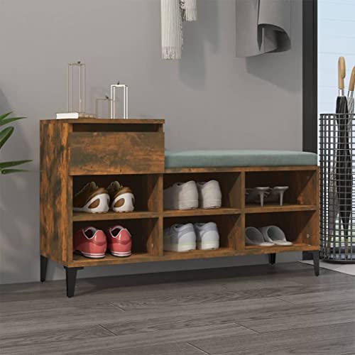 FIRBNUS Schuhregal Räuchereiche 102x36x60 cm Holzwerkstoff Schuhorganizer Schuhaufbewahrung Stauraum Schrank Schuhschrank Holz Shoe Rack Holzschrank für Eingang Flur Praktische & Elegante Design von FIRBNUS