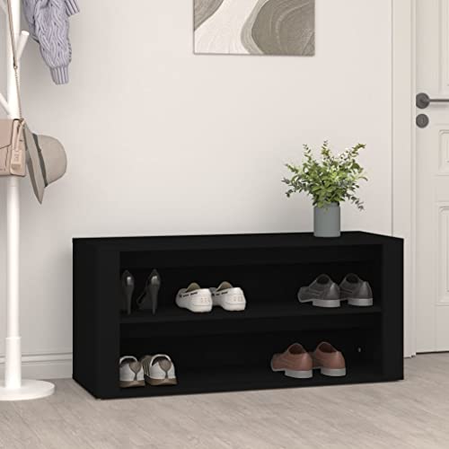 FIRBNUS Schuhregal Schwarz 100x35x45 cm Holzwerkstoff Schuhorganizer Schuhaufbewahrung Schuhschrank Holz Shoe Rack Holzschrank für Eingang Flur Ausreichender Stauraum Praktische & Elegante von FIRBNUS