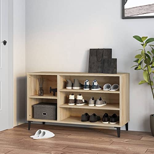 FIRBNUS Schuhregal Sonoma-Eiche 102x36x60 cm Holzwerkstoff Schuhorganizer Stauraum Schrank Schuhaufbewahrung Schuhschrank Holz Shoe Rack Holzschrank für Eingang Flur Praktische & Elegante Design von FIRBNUS